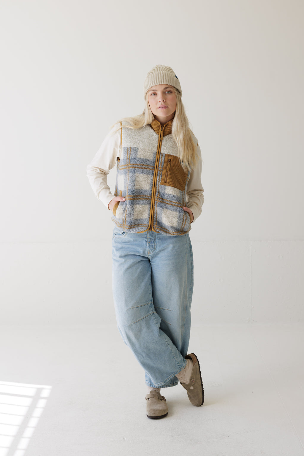 Ozette Horizon Plaid Zip-up Fleece Vest