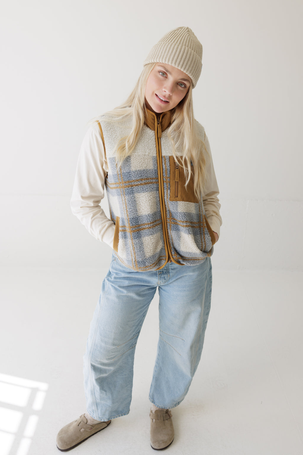 Ozette Horizon Plaid Zip-up Fleece Vest