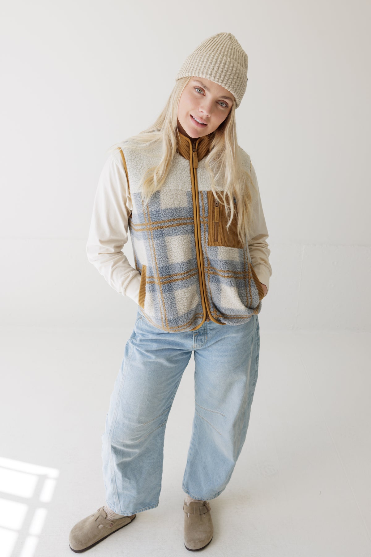 Ozette Horizon Plaid Zip-up Fleece Vest