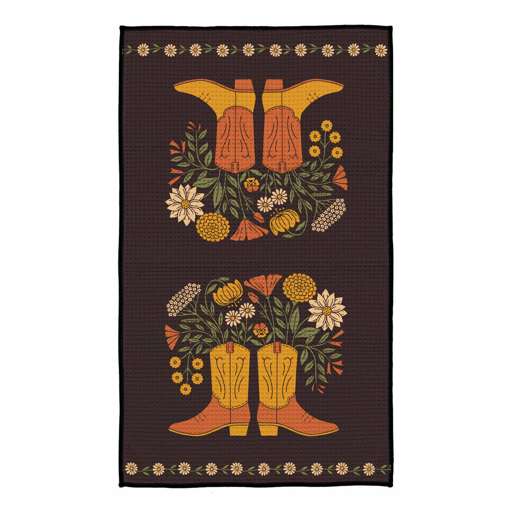 Kitchen Tea Towel Quick Dry | Western Bloom Boots & Flowers