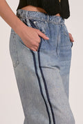 Jojo Relaxed Cotton Faux Denim Track Sweatpants