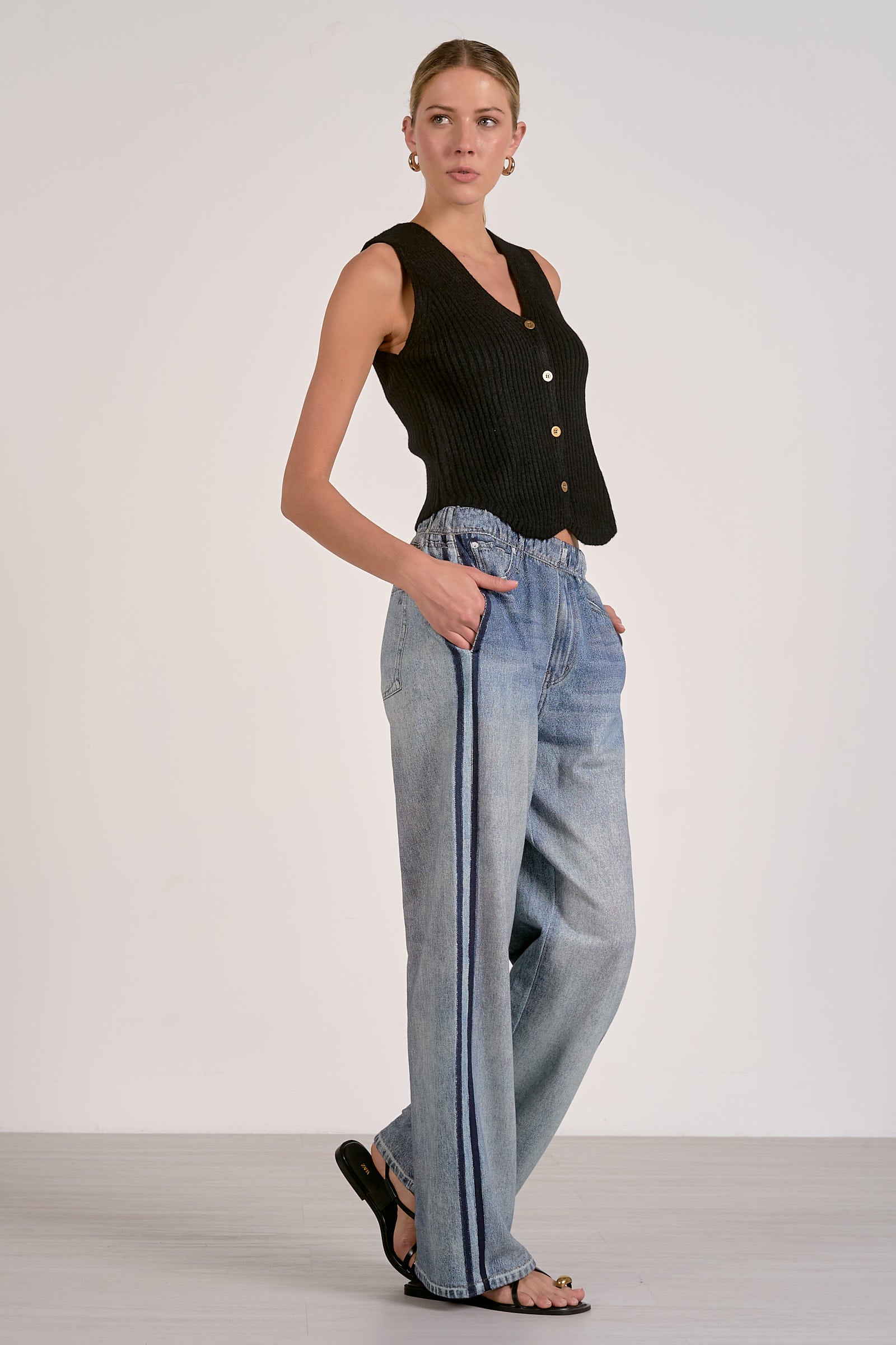 Jojo Relaxed Cotton Faux Denim Track Sweatpants