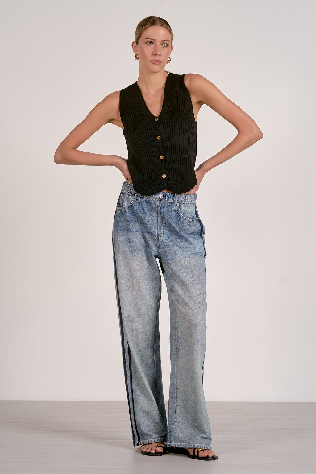 Jojo Relaxed Cotton Faux Denim Track Sweatpants