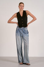 Jojo Relaxed Cotton Faux Denim Track Sweatpants