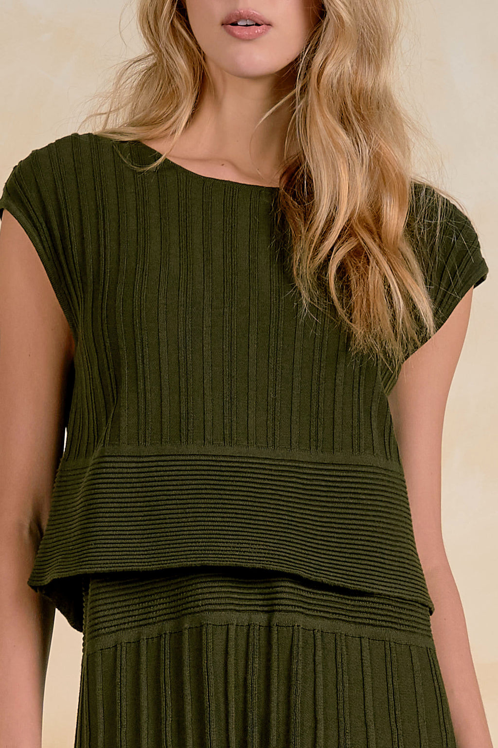 Midi Pleated Dress with Cap Sleeve Overlay Tee Set