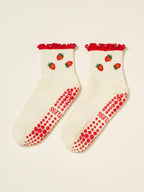 Strawberry Ruffle Grip Pilates Sock