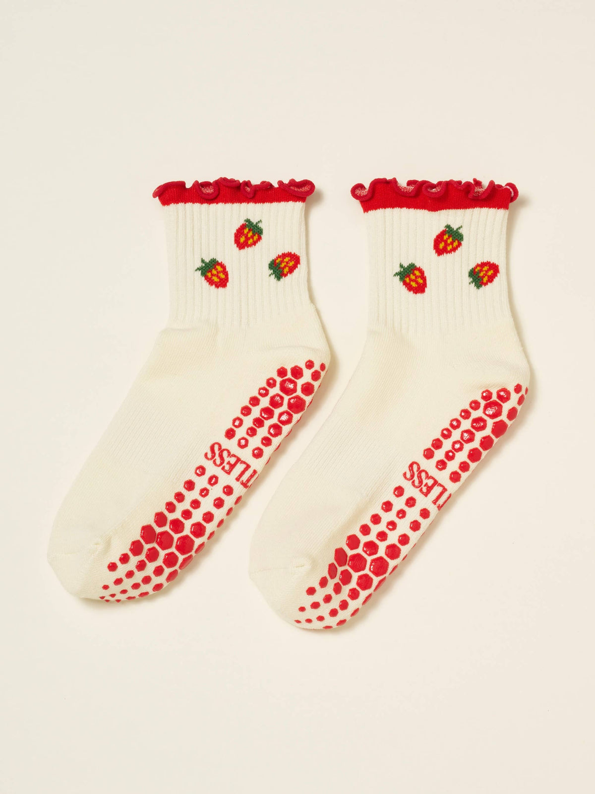Strawberry Ruffle Grip Pilates Sock