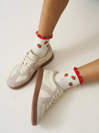 Strawberry Ruffle Grip Pilates Sock