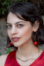 Cherry Threader Earrings - 18K Gold Plated/Resin