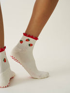 Strawberry Ruffle Grip Pilates Sock
