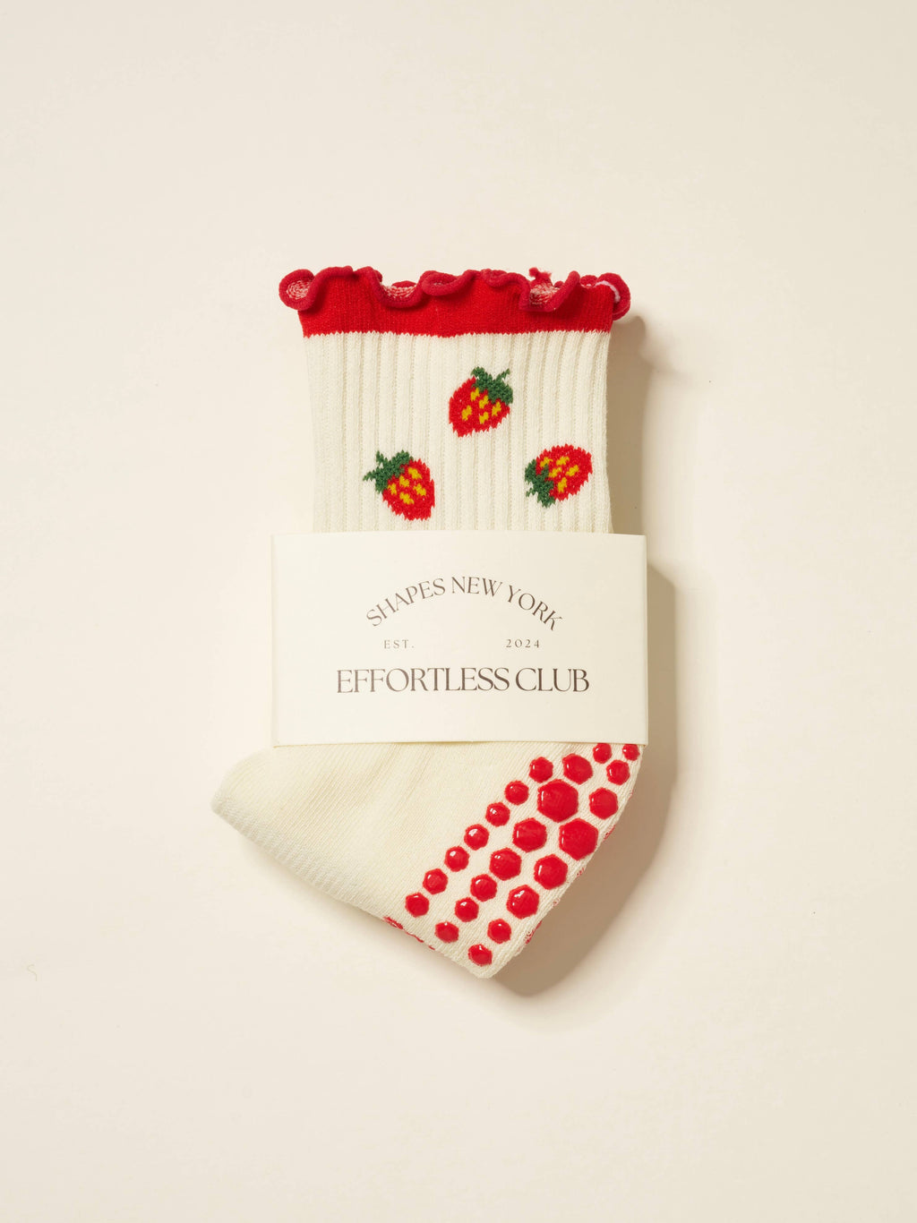 Strawberry Ruffle Grip Pilates Sock