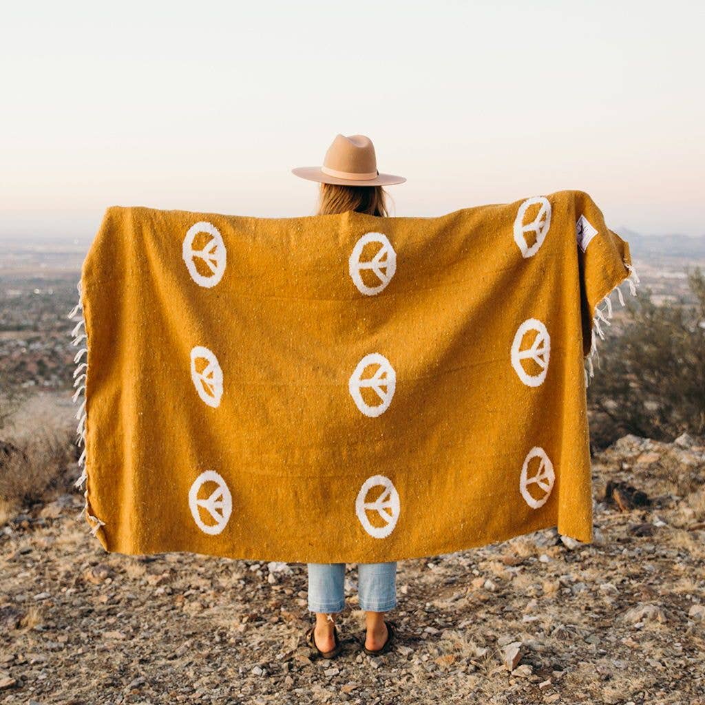 Handwoven Throw Blanket | Peace | Recycled