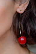 Cherry Threader Earrings - 18K Gold Plated/Resin